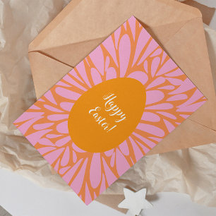 Cartes Pour Fêtes Annuelles Joyeux Easter floral éclat orange oeuf de vacances