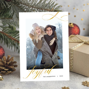 Cartes Pour Fêtes Annuelles Joyeux Écriture Élégante Photo Noël