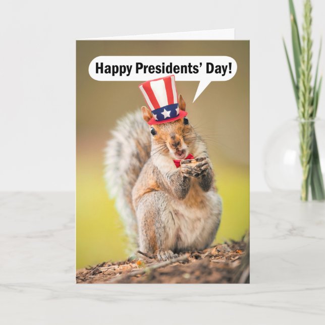 Cartes Pour Fêtes Annuelles Joyeux Écureuil patriotique de la Journée des Prés (Devant)
