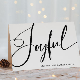 Cartes Pour Fêtes Annuelles Joyeux Élégant script en rouge