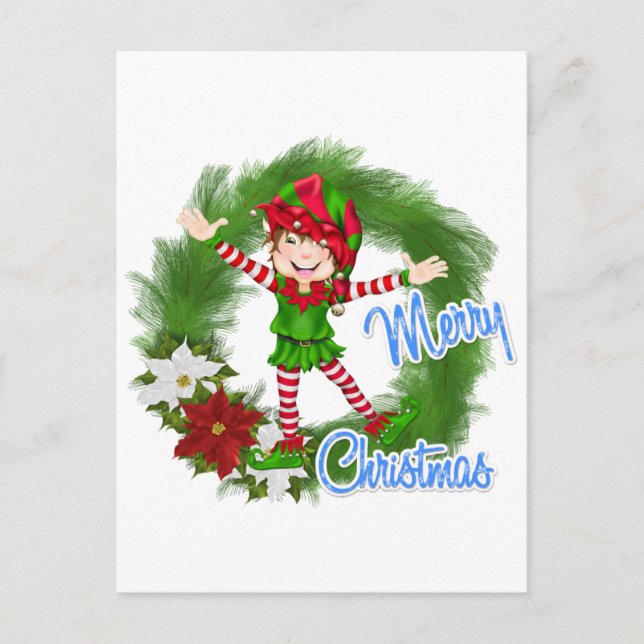 Cartes Pour Fêtes Annuelles Joyeux elfe de Noël (Devant)