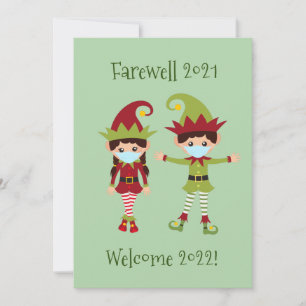 Cartes Pour Fêtes Annuelles Joyeux elfe de Noël drôle Masque visage Adieu 2021
