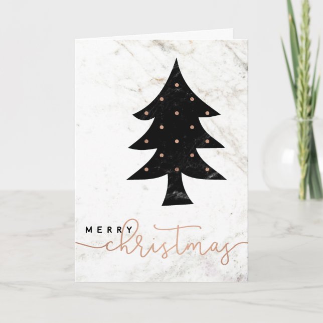 Cartes Pour Fêtes Annuelles Joyeux en marbre | Noël moderne (Devant)