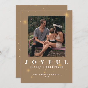 Cartes Pour Fêtes Annuelles Joyeux en or rustique deux photos Noël