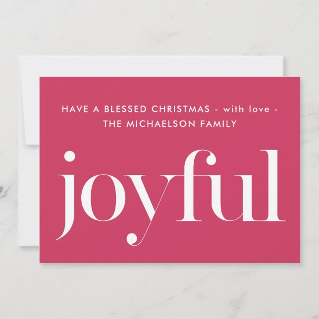 Cartes Pour Fêtes Annuelles Joyeux et béni Noël rose (Devant)