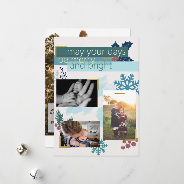 Cartes Pour Fêtes Annuelles Joyeux et brillant collection photo personnalisée  (Devant/Arrière en situation)