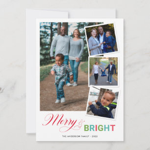 Cartes Pour Fêtes Annuelles Joyeux et brillant couleur 4 Photo Noël