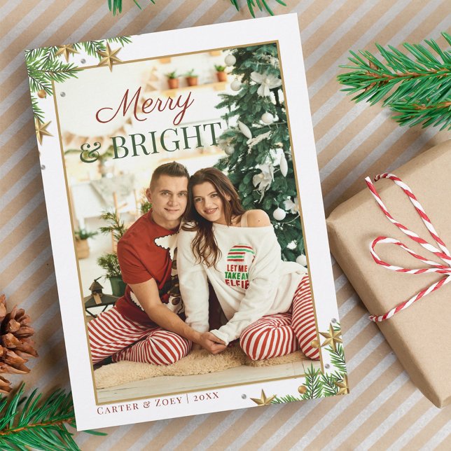 Cartes Pour Fêtes Annuelles Joyeux et brillant couple photo Noël (Créateur téléchargé)