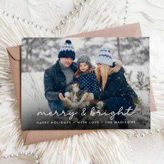 Cartes Pour Fêtes Annuelles Joyeux et brillant Elegant Photo de famille Noël