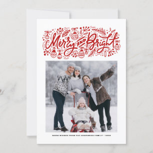 Cartes Pour Fêtes Annuelles Joyeux et brillant Lettres Orange Photo de Noël