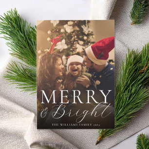 Cartes Pour Fêtes Annuelles Joyeux et brillant Moderne Élégant Photo de Noël