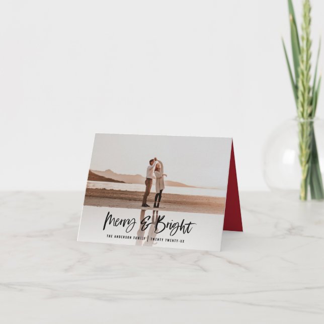 Cartes Pour Fêtes Annuelles Joyeux et brillant moderne, photos minimes noël (Devant)