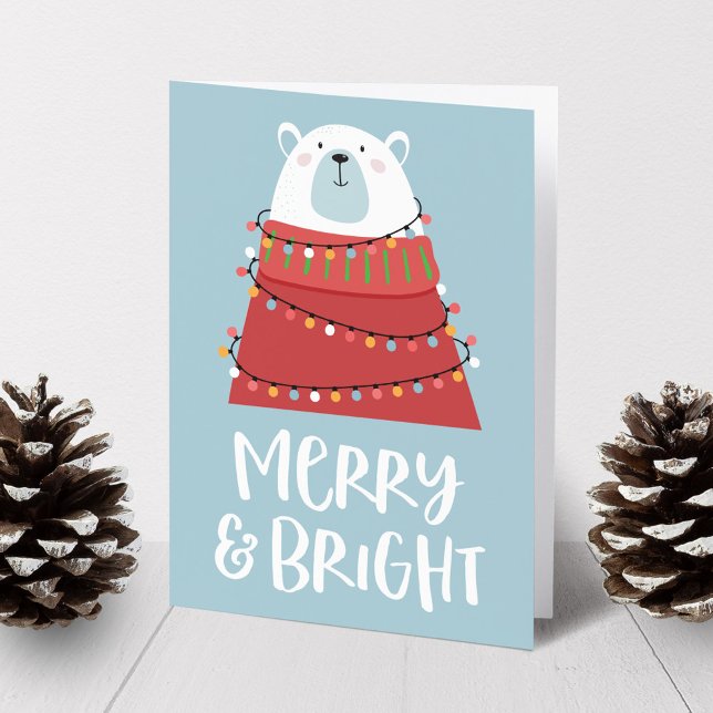 Cartes Pour Fêtes Annuelles Joyeux et brillant Noël de l'ours polaire (Créateur téléchargé)
