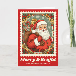 Cartes Pour Fêtes Annuelles Joyeux et brillant Père Noël Timbre Postage de Noë