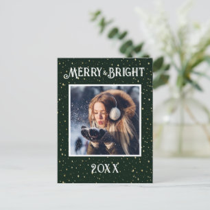 Cartes Pour Fêtes Annuelles Joyeux et brillant Photo Green Starlights