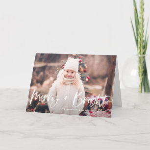 Cartes Pour Fêtes Annuelles Joyeux et brillant pinceau Lettrage photo Noël