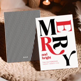 Cartes Pour Fêtes Annuelles Joyeux et brillant rouge et noir rétro Noël