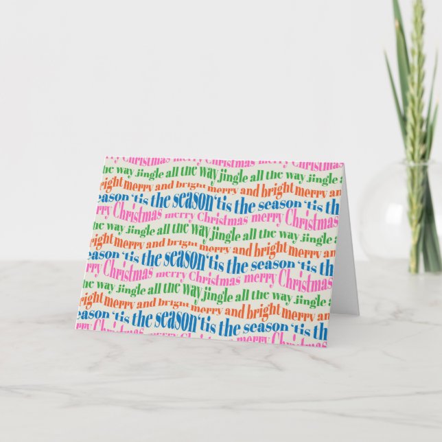 Cartes Pour Fêtes Annuelles Joyeux et brillant script de Noël coloré (Devant)