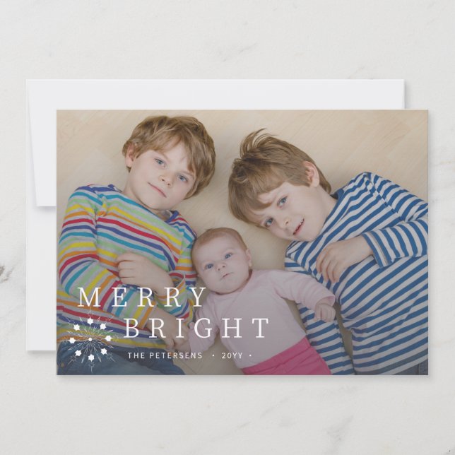 Cartes Pour Fêtes Annuelles Joyeux et brillant simple photo minime Noël (Devant)