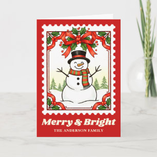 Cartes Pour Fêtes Annuelles Joyeux et brillant Snowman Timbre de Noël