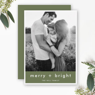 Cartes Pour Fêtes Annuelles Joyeux et brillant tendance Moss Green Photo de No