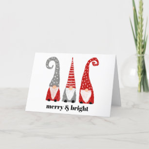 Cartes Pour Fêtes Annuelles Joyeux et brillant Trois Gnomes Noël Personnalisé