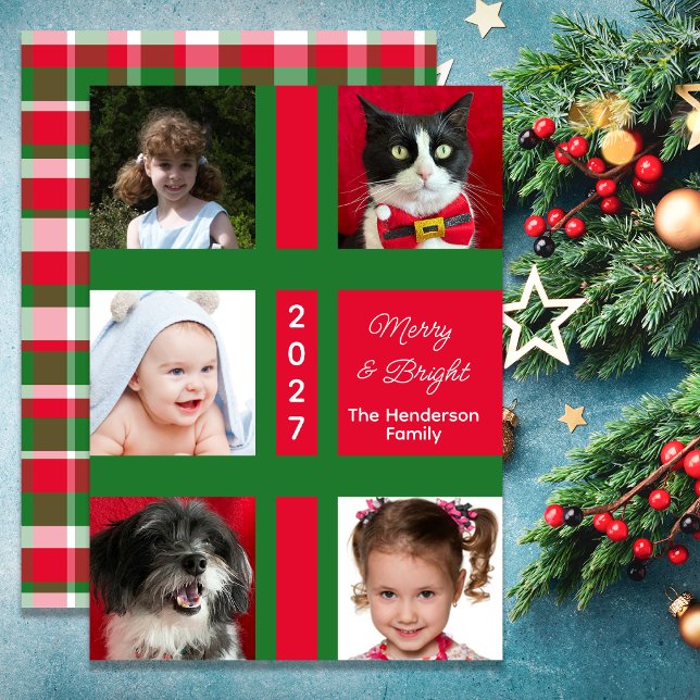 Cartes Pour Fêtes Annuelles Joyeux et Brillants 5 Photo Noël (Créateur téléchargé)