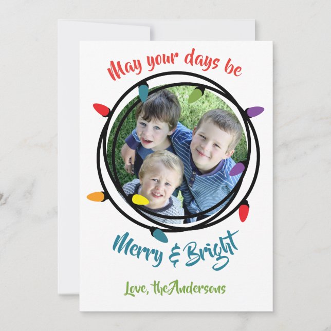 Cartes Pour Fêtes Annuelles Joyeux et brillants feux de Noël (Devant)