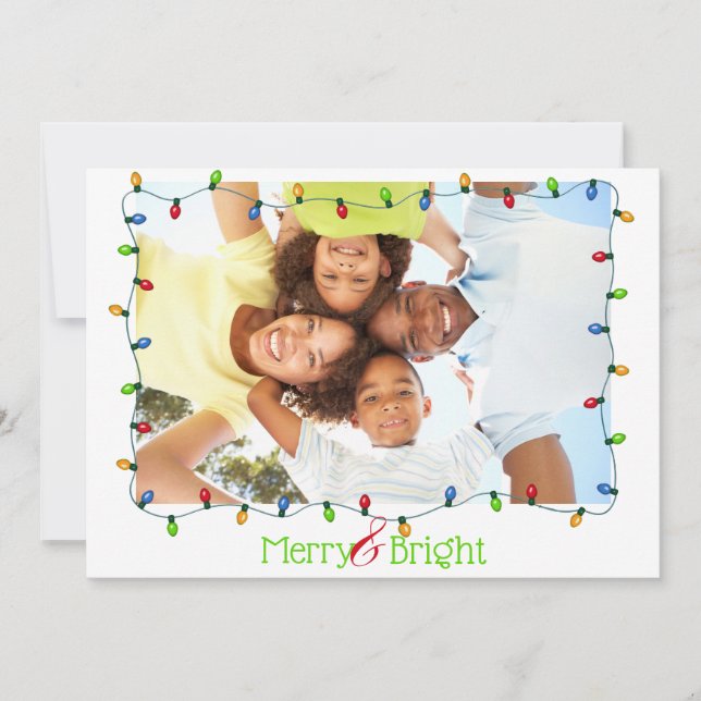 Cartes Pour Fêtes Annuelles Joyeux et brillants lumières de Noël modernes Phot (Devant)