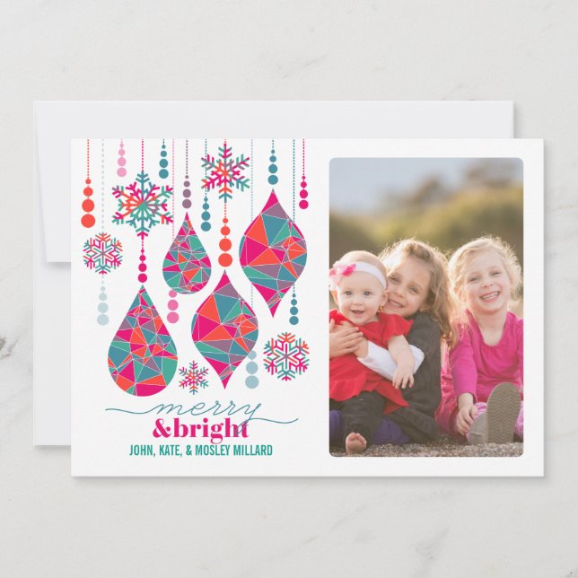 Cartes Pour Fêtes Annuelles Joyeux et brillants ornements (Devant)