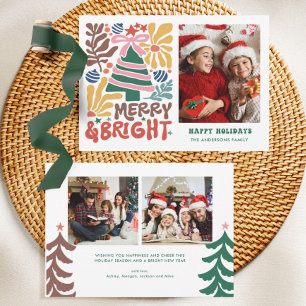 Cartes Pour Fêtes Annuelles Joyeux et famille rétro brillante dessinée à la ma