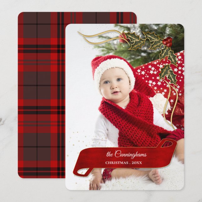 Cartes Pour Fêtes Annuelles Joyeux et Jolly avec des vaches de Holly Photo (Devant / Derrière)