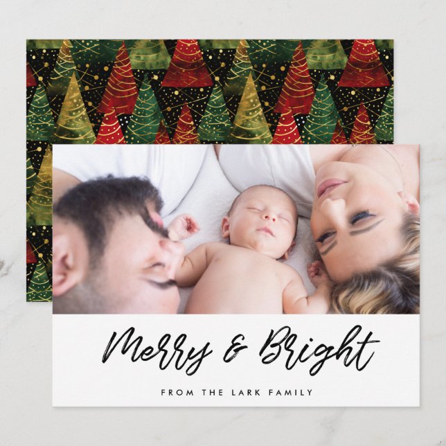 Cartes Pour Fêtes Annuelles Joyeux et lumière photo de Noël (Devant / Derrière)