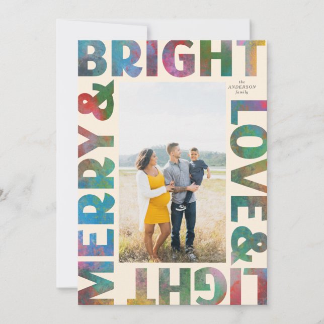 Cartes Pour Fêtes Annuelles Joyeux et lumineux Amour et Fêtes Légères (Devant)