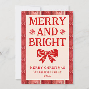Cartes Pour Fêtes Annuelles Joyeux et Lumineux Denim Rouge de Noël