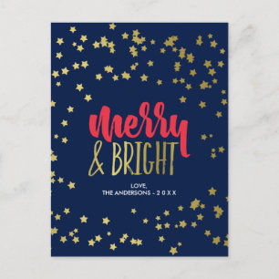 Cartes Pour Fêtes Annuelles Joyeux et lumineux Étoiles d'or Faux