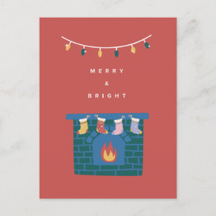 Cartes Pour Fêtes Annuelles Joyeux et lumineux Foyer Illustré Noël