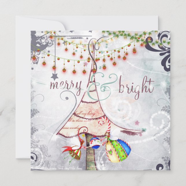 Cartes Pour Fêtes Annuelles Joyeux et lumineux Noël Arbre de Noël (Devant)