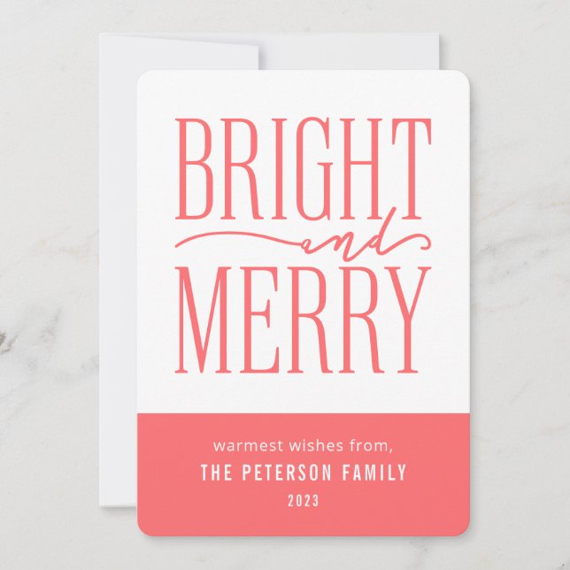 Cartes Pour Fêtes Annuelles Joyeux et lumineux Noël minimal moderne (Devant)