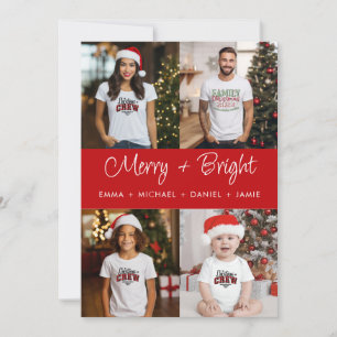 Cartes Pour Fêtes Annuelles Joyeux et lumineux panneau rouge 4 famille de phot