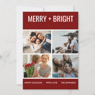 Cartes Pour Fêtes Annuelles Joyeux et lumineux   Photo moderne de Noël tendanc