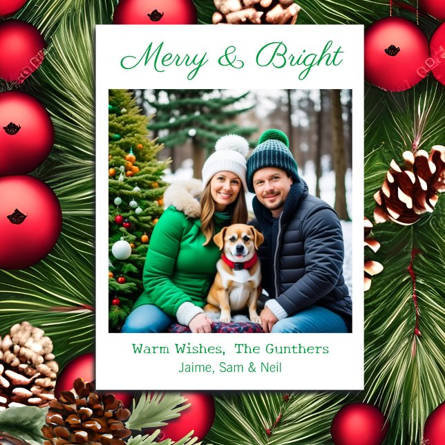 Cartes Pour Fêtes Annuelles Joyeux et lumineux | Photo Noël personnalisé (Créateur téléchargé)
