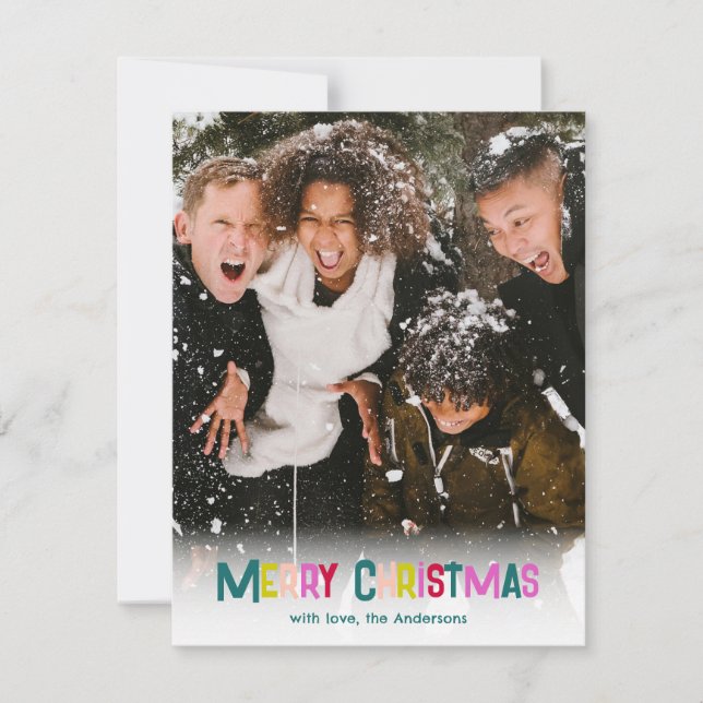 Cartes Pour Fêtes Annuelles Joyeux et lumineux Pin photo de Noël vert (Devant)
