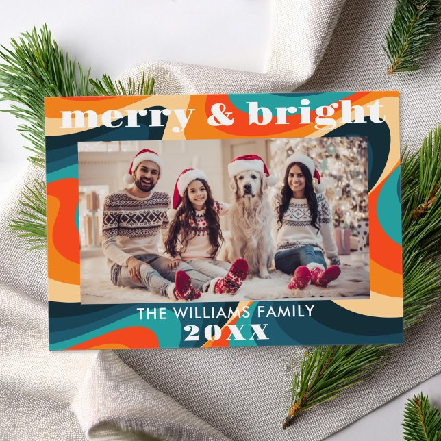 Cartes Pour Fêtes Annuelles Joyeux et lumineux Super Retro Photo (Créateur téléchargé)