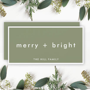 Cartes Pour Fêtes Annuelles Joyeux et lumineux   Tendance Moss Green Christmas