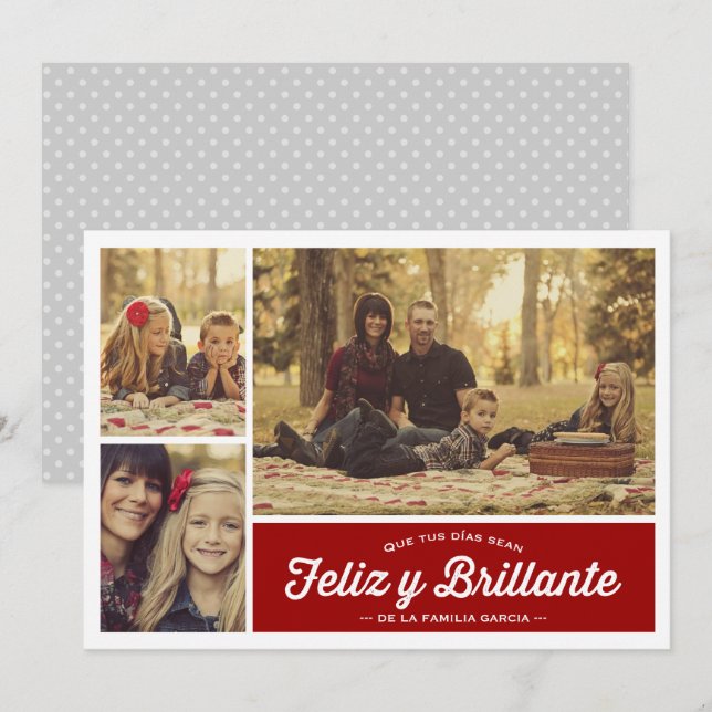 Cartes Pour Fêtes Annuelles Joyeux et lumineux voeux de Noël (Devant / Derrière)