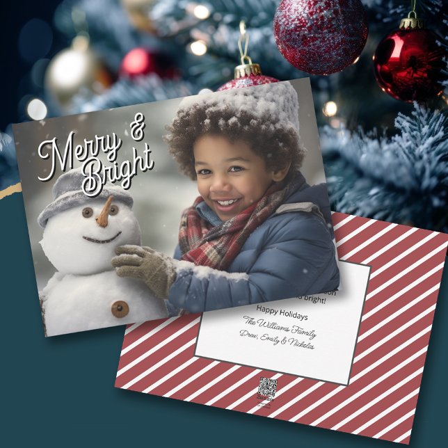 Cartes Pour Fêtes Annuelles Joyeux et lumineux votre photo de vacances (Available as digital download or printed cards!)
