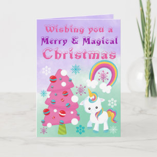 Cartes Pour Fêtes Annuelles Joyeux et magique Unicorn Noël