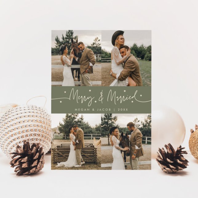 Cartes Pour Fêtes Annuelles Joyeux et marié à nouveau photo Sage (Créateur téléchargé)