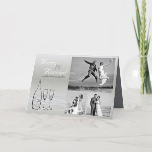 Cartes Pour Fêtes Annuelles Joyeux Et Marié Champagne D'Argent 3 Mariage Photo